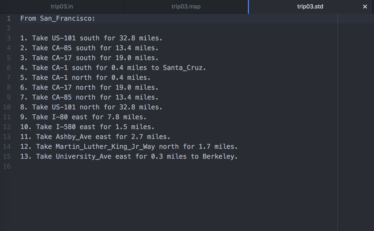 gps client directions output example
