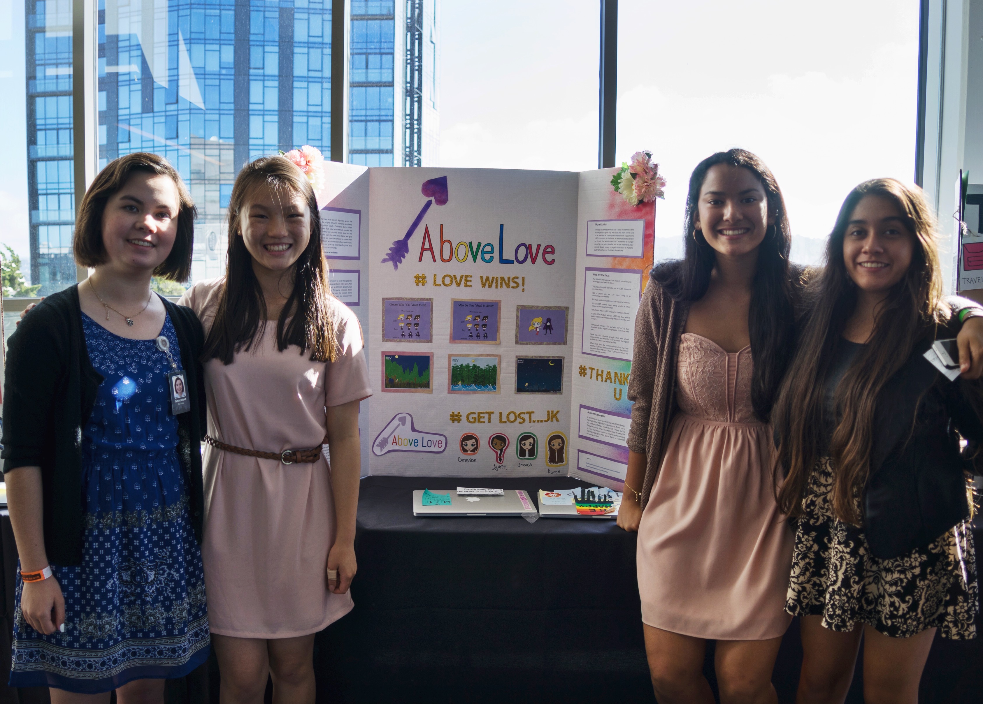 Girls who code above love team and project board