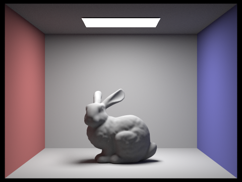 bunny in cornell box with global illumination